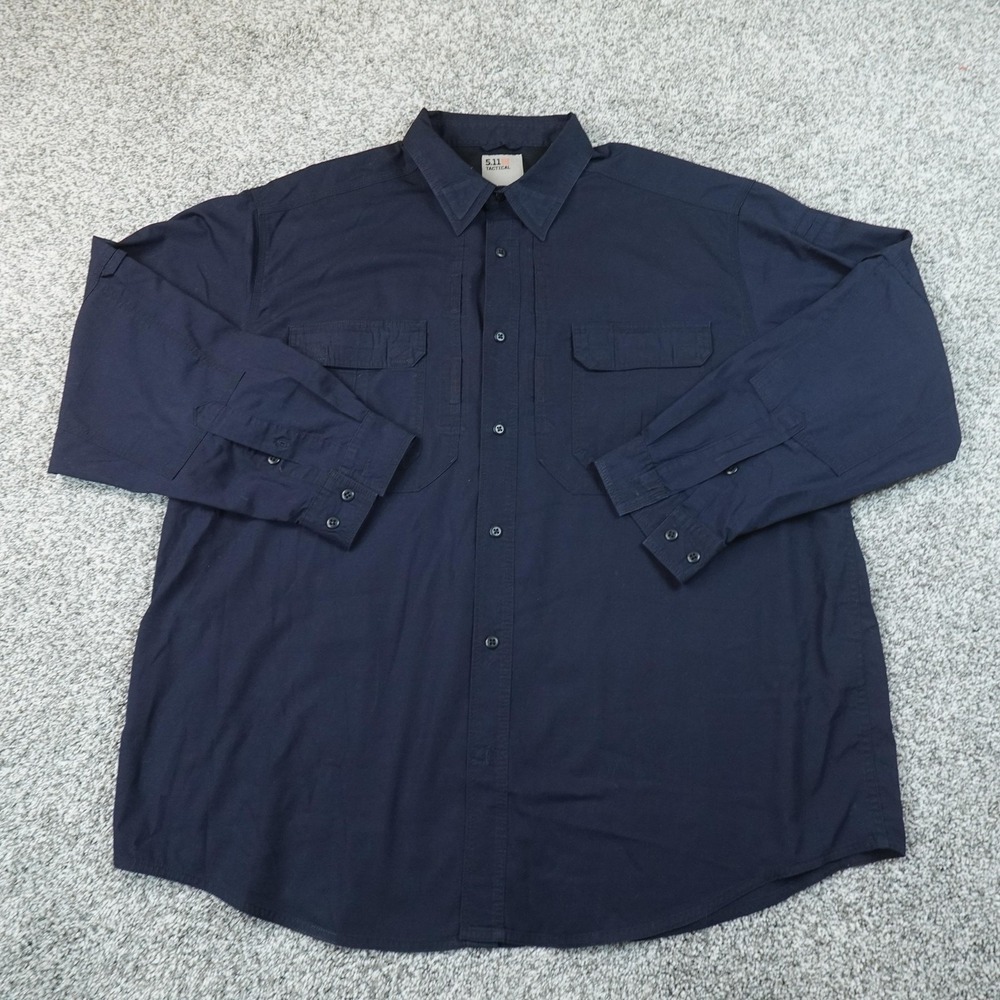 5.11 Tactical Shirt Mens 2XL Blue Taclite Pro Long Sleeve Button Up Duty Work